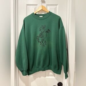 Vintage Disney Tigger Green Men's Sweater XL Raised Print 90s